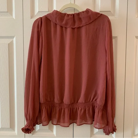 Universal Thread Long Sleeve Lined with Tassels Dusty Rose Blouse NWT Size S - Picture 9 of 15